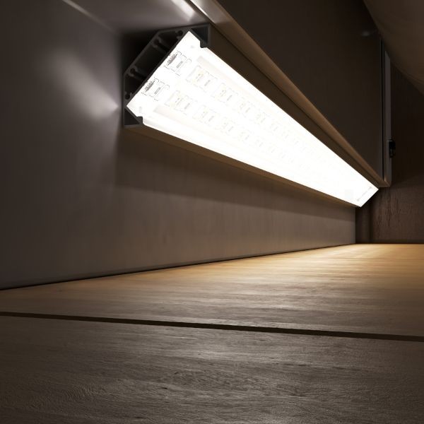 LED PROFILE J felületre szerelhető 1m fehér matt akrilát/alumínium 