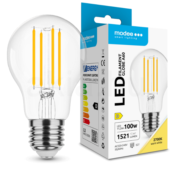 Modee LED Izzó Filament A60 11,2W E27 320° 2700K (1521 lumen) ERP