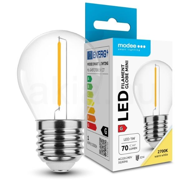 Modee LED Izzó Filament G.Mini G45 1W E27 320° 2700K (70 lumen) ERP