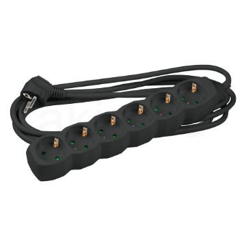 Technik Elosztó 6 utas 5m kábellel 1,5mm2 rézkábel (fekete) 16A