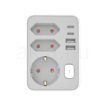Technik Professional WG Elosztó Fali 3 utas + 2 x USB-C + 2 x USB-A + kapcsoló