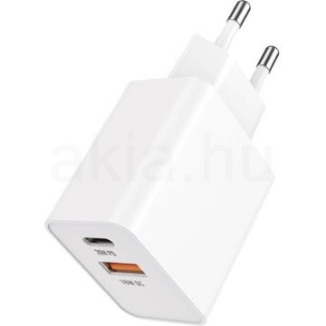Technik Hálózati Adapter USB A+C  (fast charger) 20W Fehér